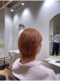 髪質改善オレンジブラウン大人カラーミニウルフ10代20代透明感
