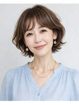 ビーワールド(B WORLD)&nbsp;レイヤーボブカット＋白髪ぼがしカラー＋オリーブブラウン