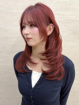 パルス ヨコハマ(PULSE yokohama) ハイレイヤーカットチェリーレッドワンカールフェイスレイヤー