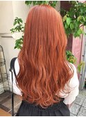 #オレンジカラー　#ロング　#巻き髪