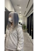 デザインホワイトヘア【ハイトーン/水色/ウルフ】