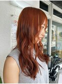 ブリーチなしダブルカラー暖色カラーオレンジカラー