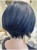 【脱白髪染め】白髪ぼかしブリーチ　ブルーブラック