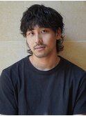 メンズミディアム メンズウルフパーマ ミディアムウルフ パーマ