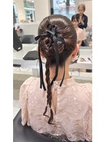 アース 札幌駅前店(HAIR&MAKE EARTH)&nbsp;リボン×タイトアレンジ×編みおろし