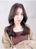 韓国ヘア_斜めバンググレージュカラーシルキーベージュ_29175