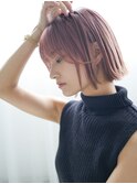 ピンクヘアーピンクグレープフルーツ小顔秋色ワンレン_F70216