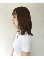 ヘアアンドメイク エジェリ(hair&make egerie) くびれミディアムボブ・ミルクティーベージュカラー