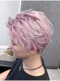 シルバー/ホワイトピンク/フェザーショート/ピンクシルバー
