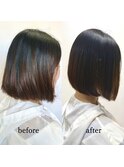 30代40代暗髪ボブ◎髪質改善ストレートで艶めく美髪