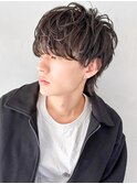 ナチュラルヘア前髪パーマ束感センターパートサーフカール