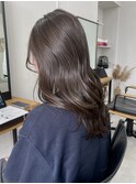 岡山美容室くすみベージュブリーチなし透明感カラー