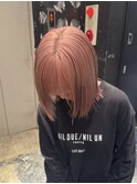 ミルキーピンクベージュ/ボブ/ブリーチ２回以上