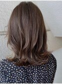 外ハネ　大人ミディ　ダークブラウン