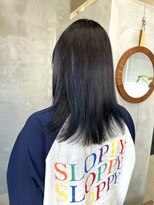 テトヘアー(teto hair) ウルフ　裾カラー　ネイビーブルー