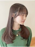 ★小顔前髪レイヤーカットナチュラル透明感ベージュ