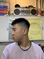 メリケンバーバーショップ フクオカ(MERICAN BARBERSHOP FUK)&nbsp;べリーショートダークアッシュニュアンスパーマ韓国マッシュ