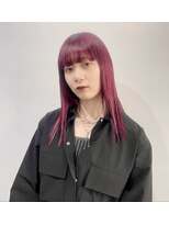 ワンインチ(1 inch)&nbsp;レッドカラー/前髪カット/ぱっつん/赤