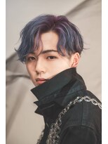 ファイン 三笠店(Fine)&nbsp;ブルーとパープルのルーツカラー☆センター分けマッシュ