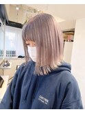 イメチェン/ワイドバング/ホワイトブロンド/外ハネボブ