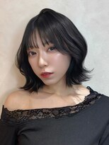 ミニウルフレイヤーカット顔周り前髪韓国ミディアムロング/銀座