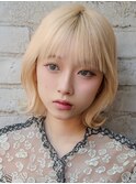 大人可愛い20代30代40代黒髪前下がりひし形小顔ボブ