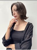 外国人風レイヤーボブ外ハネパーマカーテンバンググレージュt106