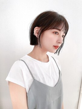 リブランド 銀座(REBRAND) カジュアル艶グレージュボブ小顔シースルーバング