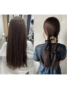 黒リボンで映えるツインアレンジ