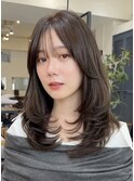 ロングレイヤー艶髪美髪 小顔 似合わせ ブラウンカラー 骨格補正