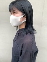 ヘアー アイス ルーチェ(HAIR ICI LUCE) ネイビーカラー 切りっぱなしロブ 切りっぱなし 担当 城倉