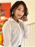 +animo吉川美南+グレイアッシュの外ハネくびれヘアパーマボブC