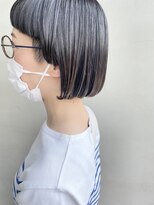 ヘアー アイス 御器所本店(HAIR ICI) 30代40代ワイドバングミニボブ裾カラーポイントカラーベージュ