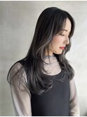 ロングレイヤー×グレージュ