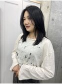 レイヤーウルフ韓国ヘアソフトレイヤーミディアム黒髪風
