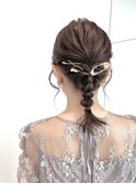 ヘアアレンジ お呼ばれヘア 編み下ろし ミディアムヘアアレンジ