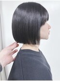 :切りっぱなしボブタイトミニボブ重めボブ黒髪ボブぱっつんボブ