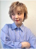 抜け感/ハイトーン/ショートウルフ/ショートボブ春カラーp上尾