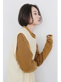 くびれヘア顔周り韓国レイヤーカット黒髪ショートミディアム/柏