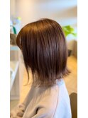 オレンジベージュ×外ハネmedium