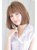 大人可愛い20代30代40代前下がりひし形小顔ボブ丸みミディ 柏 g