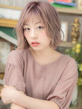 カバーヘアアンドスパ ブリス 浦和(COVER HAIR&SPA bliss) オン眉透けバング韓国風小顔アッシュピンクc5浦和10代20代30代