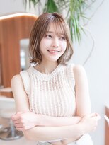 前髪大人かわいい/くびれ/韓国レイヤー/ベージュカラー/前髪