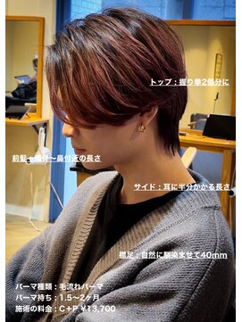 ディータ(Dita) 毛流れセンターパートウルフ大宮メンズカットパーマ美容室