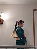 成人式卒業式二次会ヘアセット◎ルーズ編み下ろしヘアスタイル