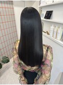韓国 くびれロング レイヤー ワンホンヘア 小顔前髪