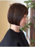 ★夏細めハイライト 切りっぱなしボブ ぱつっとボブ 銀座 40代