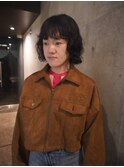 ふわふわパーマでニット似合うボブスタイル