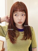 ディッセンバー 渋谷(December) オレンジカラーブリーチなしダブルカラーレイヤーカット