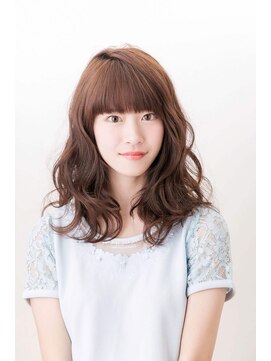 ユニックス 赤羽店(UNIX) ミディアム波ウェーブ×オンザバング[ぱっつん前髪/アースカラー